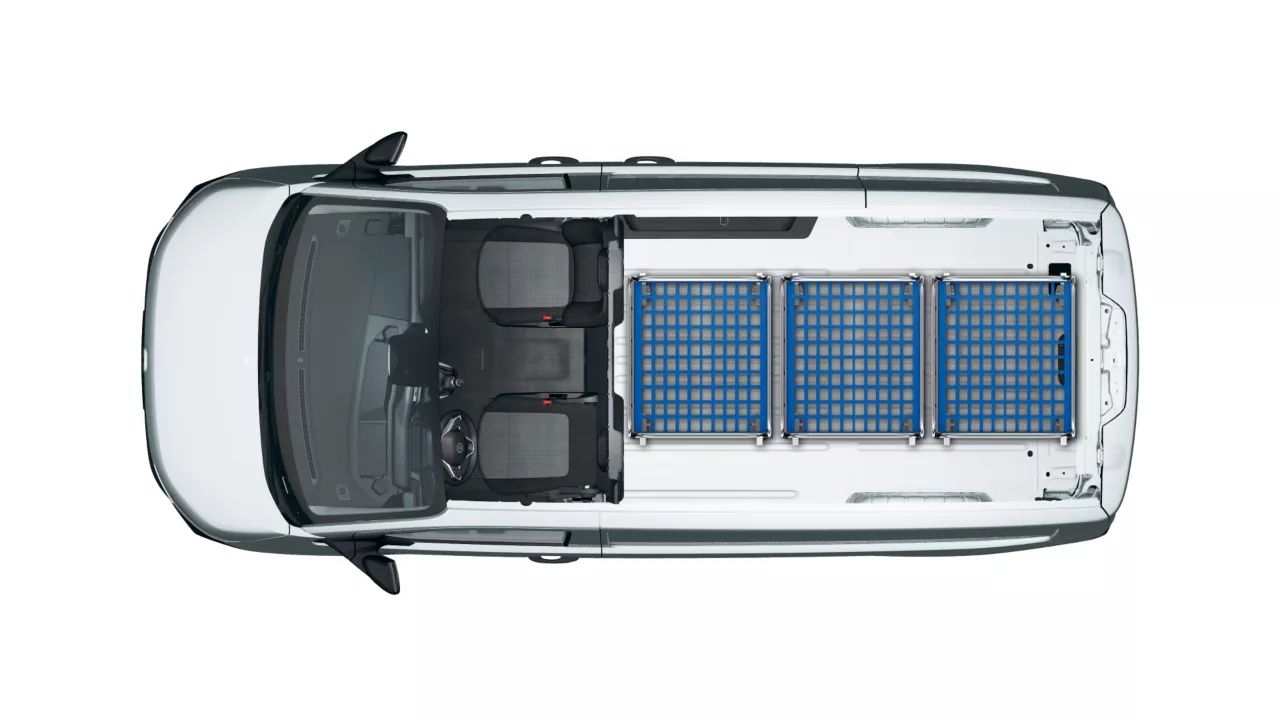 VW Transporter Kastenwagen 2 Sitzer mit Platz für drei Rollcontainer