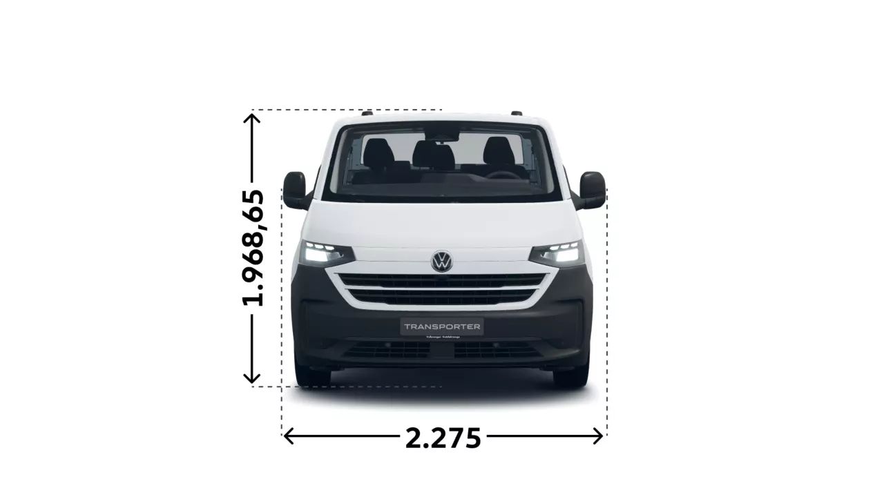 VW Transporter Pritschenwagen Länge und Breite Frontansicht